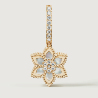 أقراط ستيلا دورو فيور دي لوتشي من الذهب الأصفر عيار 18 قيراط والألماس وعرق اللؤلؤ