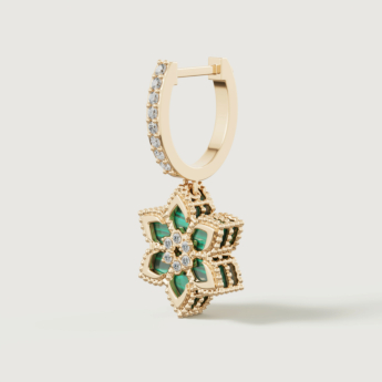 أقراط ستيلا دورو فيور دي لوتشي من الذهب الأصفر عيار 18 قيراط والألماس والملكيت