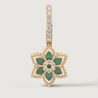 أقراط ستيلا دورو فيور دي لوتشي من الذهب الأصفر عيار 18 قيراط والألماس والملكيت