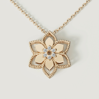 قلادة ستيلا دورو فيور دي لوتشي من الذهب الأصفر عيار 18 قيراط والألماس 