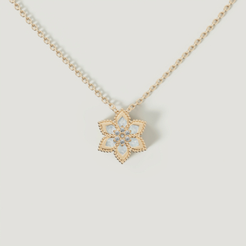 Stella D’oro Fior di Luce 18k Yellow Gold Diamond & Mother of Pearl Necklace