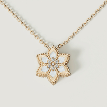 Stella D’oro Fior di Luce 18k Yellow Gold Diamond & Mother of Pearl Necklace