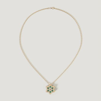 Stella D’oro Fior di Luce 18k Yellow Gold Diamond & Malachite Necklace