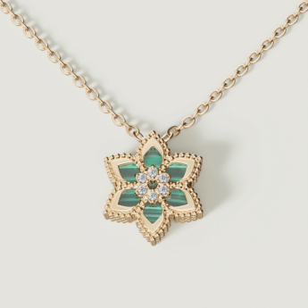 Stella D’oro Fior di Luce 18k Yellow Gold Diamond & Malachite Necklace