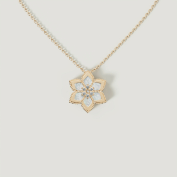 Stella D’oro Fior di Luce 18k Yellow Gold Diamond & Mother of Pearl Necklace