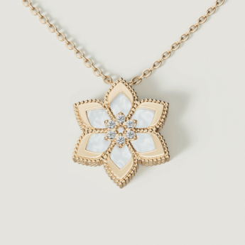 Stella D’oro Fior di Luce 18k Yellow Gold Diamond & Mother of Pearl Necklace