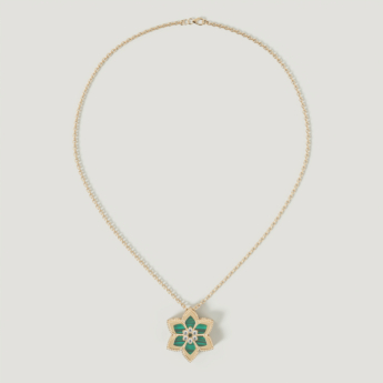 Stella D’oro Fior di Luce 18k Yellow Gold Diamond & Malachite Necklace