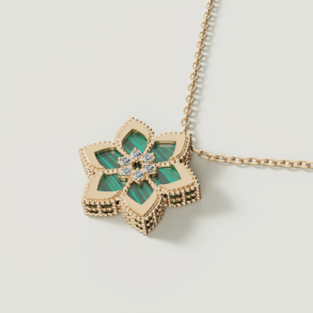 Stella D’oro Fior di Luce 18k Yellow Gold Diamond & Malachite Necklace