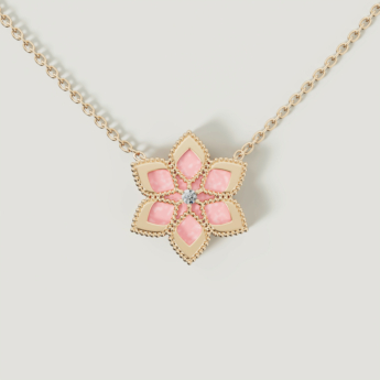 قلادة ستيلا دورو إيدن من الذهب الأصفر عيار 18 قيراط والألماس والأوبال الوردي