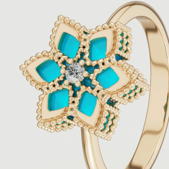 خاتم ستيلا دورو إيدن من الذهب عيار 18 قيراط الأصفر والألماس والفيروز