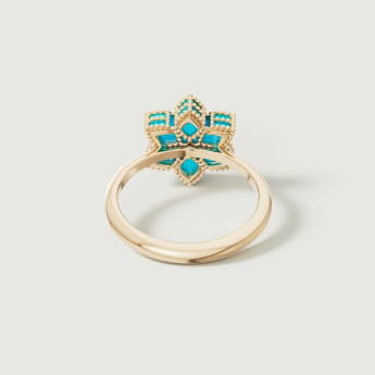 خاتم ستيلا دورو إيدن من الذهب عيار 18 قيراط الأصفر والألماس والفيروز