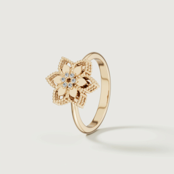 خاتم ستيلا دورو فيور دي لوتشي من الذهب الأصفر عيار 18 قيراط والألماس 