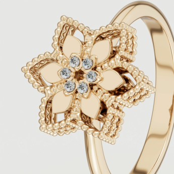 خاتم ستيلا دورو فيور دي لوتشي من الذهب الأصفر عيار 18 قيراط والألماس 