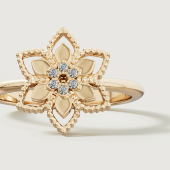 خاتم ستيلا دورو فيور دي لوتشي من الذهب الأصفر عيار 18 قيراط والألماس 