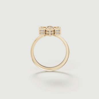 خاتم ستيلا دورو فيور دي لوتشي من الذهب الأصفر عيار 18 قيراط والألماس وعرق اللؤلؤ