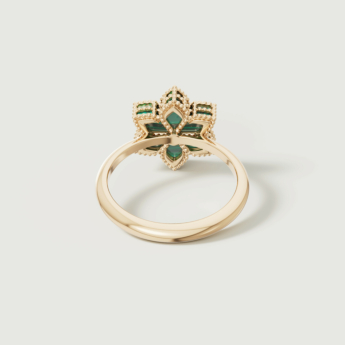 خاتم ستيلا دورو فيور دي لوتشي من الذهب الأصفر عيار 18 قيراط والألماس والملكيت