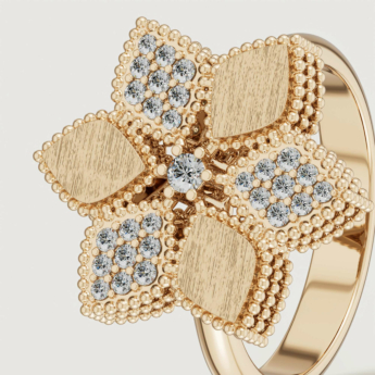 خاتم ستيلا دورو من الذهب الأصفر عيار 18 قيراط والألماس