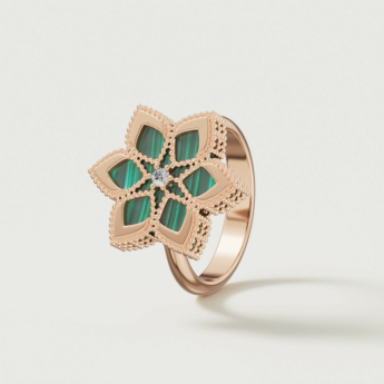 خاتم ستيلا دورو من الذهب الوردي عيار 18 قيراط والألماس والملكيت