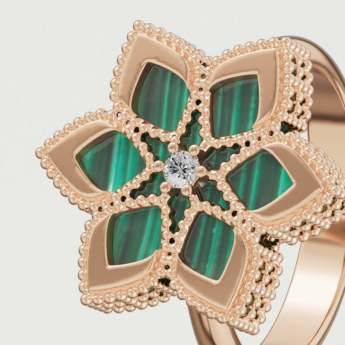 خاتم ستيلا دورو من الذهب الوردي عيار 18 قيراط والألماس والملكيت