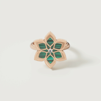 خاتم ستيلا دورو من الذهب الوردي عيار 18 قيراط والألماس والملكيت