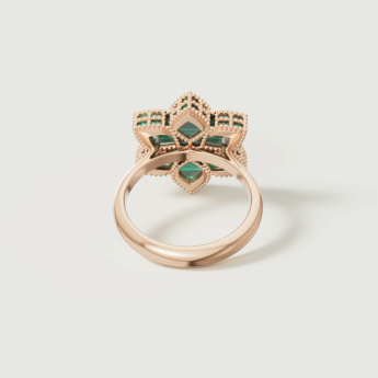 خاتم ستيلا دورو من الذهب الوردي عيار 18 قيراط والألماس والملكيت