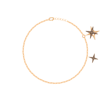 STAR Adjustable Bracelet in 18K Rose Gold and Studded with Brown Diamonds
