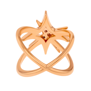 STAR Double Band Crossed Ring in 18K Rose Gold and Studded with Brown Diamonds