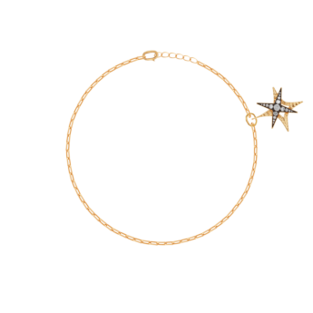 STAR Adjustable Bracelet in 18K Yellow Gold and Studded with White Diamonds