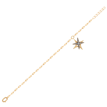 STAR Adjustable Bracelet in 18K Yellow Gold and Studded with White Diamonds