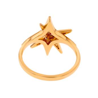 STAR Ring in 18K Yellow Gold and Studded with White Diamonds