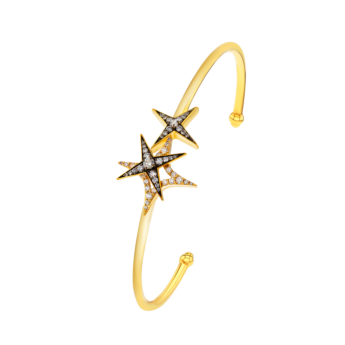 STAR Bangle in 18K Yellow Gold and Studded with White Diamonds