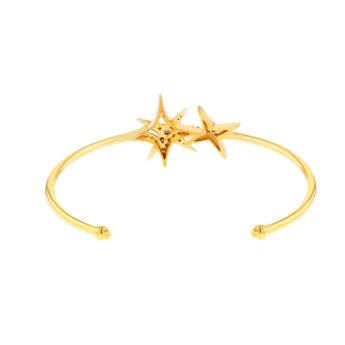 STAR Bangle in 18K Yellow Gold and Studded with White Diamonds