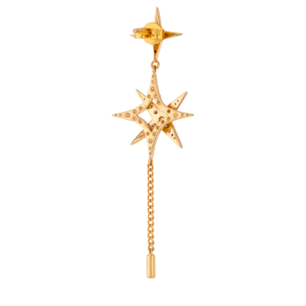 STAR Drop Earrings in 18K Yellow Gold and Studded with White Diamonds