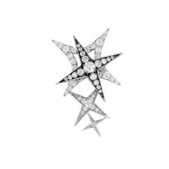 STAR Stud Earrings in 18K White Gold and Studded with White Diamonds