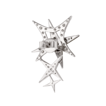 STAR Stud Earrings in 18K White Gold and Studded with White Diamonds
