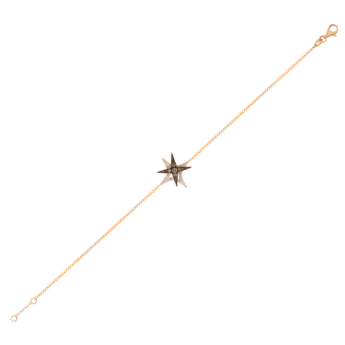 STAR Bracelet in 18K Rose Gold and Studded with White and Brown Diamonds
