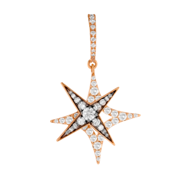 STAR Drop Earrings in 18K Rose Gold and Studded with White and Brown Diamonds
