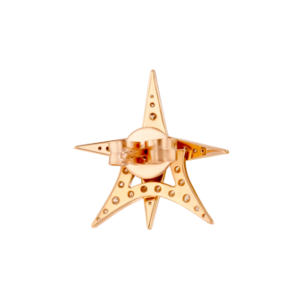 STAR Stud Earrings in 18K Rose Gold and Studded with White and Brown Diamonds