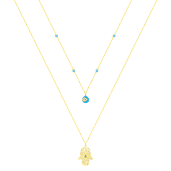 Talisman 18K Yellow Gold Diamond and Turquoise Necklace