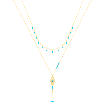 قلادة تاليسمان من الفيروز، الألماس والذهب الأصفر عيار 18 قيراط 