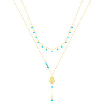 قلادة تاليسمان من الفيروز، الألماس والذهب الأصفر عيار 18 قيراط 