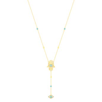 Talisman 18K Yellow Gold Diamond and Turquoise Necklace