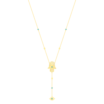 Talisman 18K Yellow Gold Diamond and Turquoise Necklace