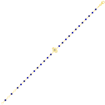 خلخال تاليسمان من الذهب الأصفر عيار 18 قيراطا والماس واللازورد