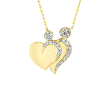 Youth 18k Yellow Gold and Diamond Heart Motif Pendant Necklace