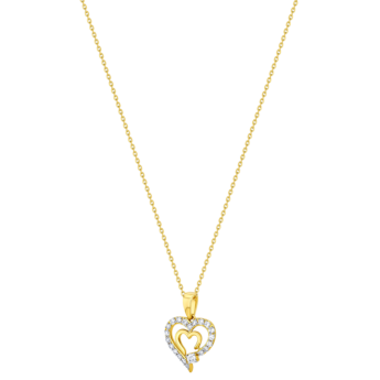 Youth 18k Yellow Gold and Diamond Heart Shaped Pendant Necklace