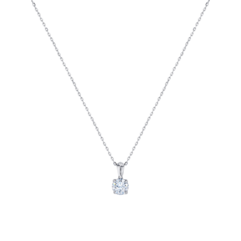 Gaia Solitaire 1 Carat Diamond Pendant Chain in 18K White Gold 
