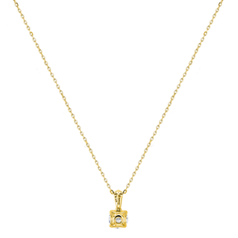 سلسلة غايا سوليتير مع تعليقة من الذهب الأبيض عيار 18 قيراط ومرصّعة بالألماس 0.5 قيراط 