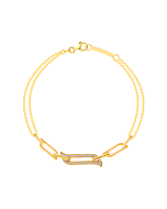 Alif Unity Double Chain 18K Yellow Gold & Diamond Bracelet 