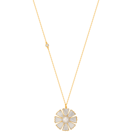 Farfasha Sunkiss Yellow Gold Pendant with Pearl, Mother of Pearl and ...